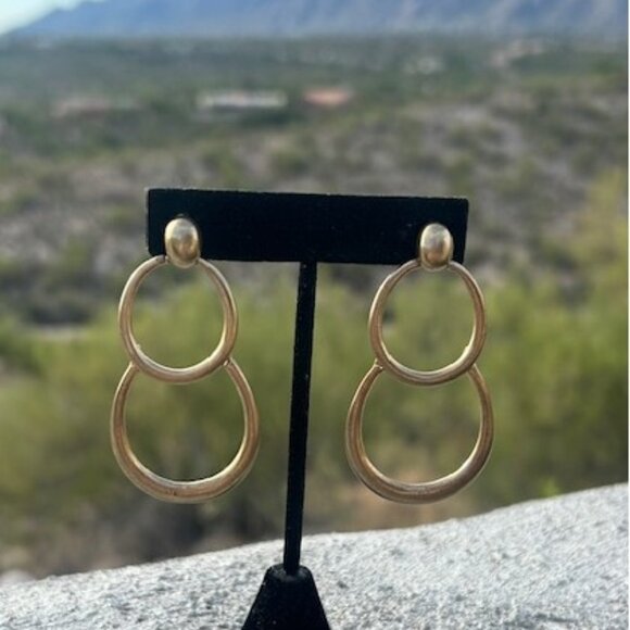 LAUREN RALPH LAUREN Antique Bronze Double Circle EARRINGS - Picture 8 of 9